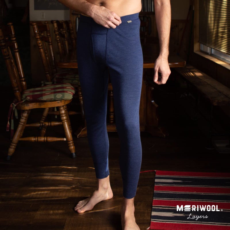 MERIWOOL Mens Base Layer 100% Merino Wool Thermal Pants Army Green - Image 4